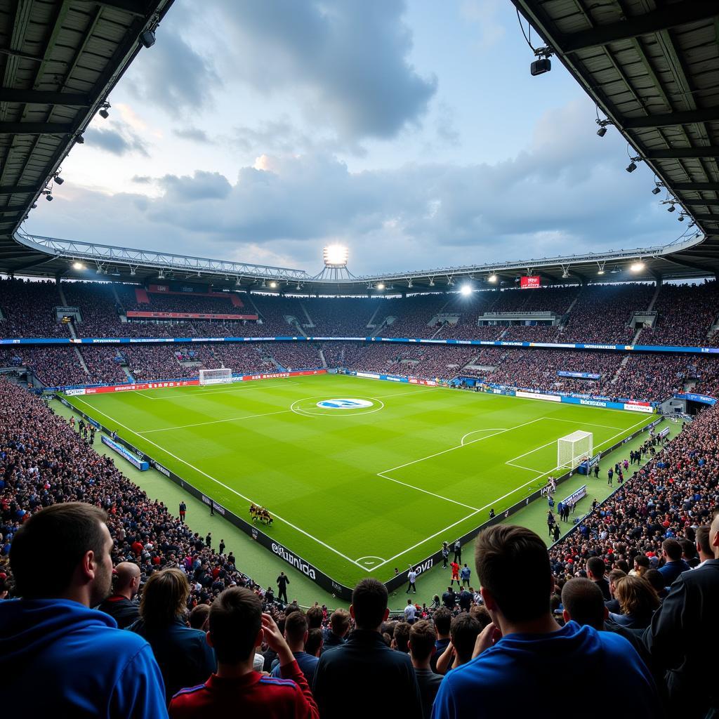 A packed Finnish football stadium