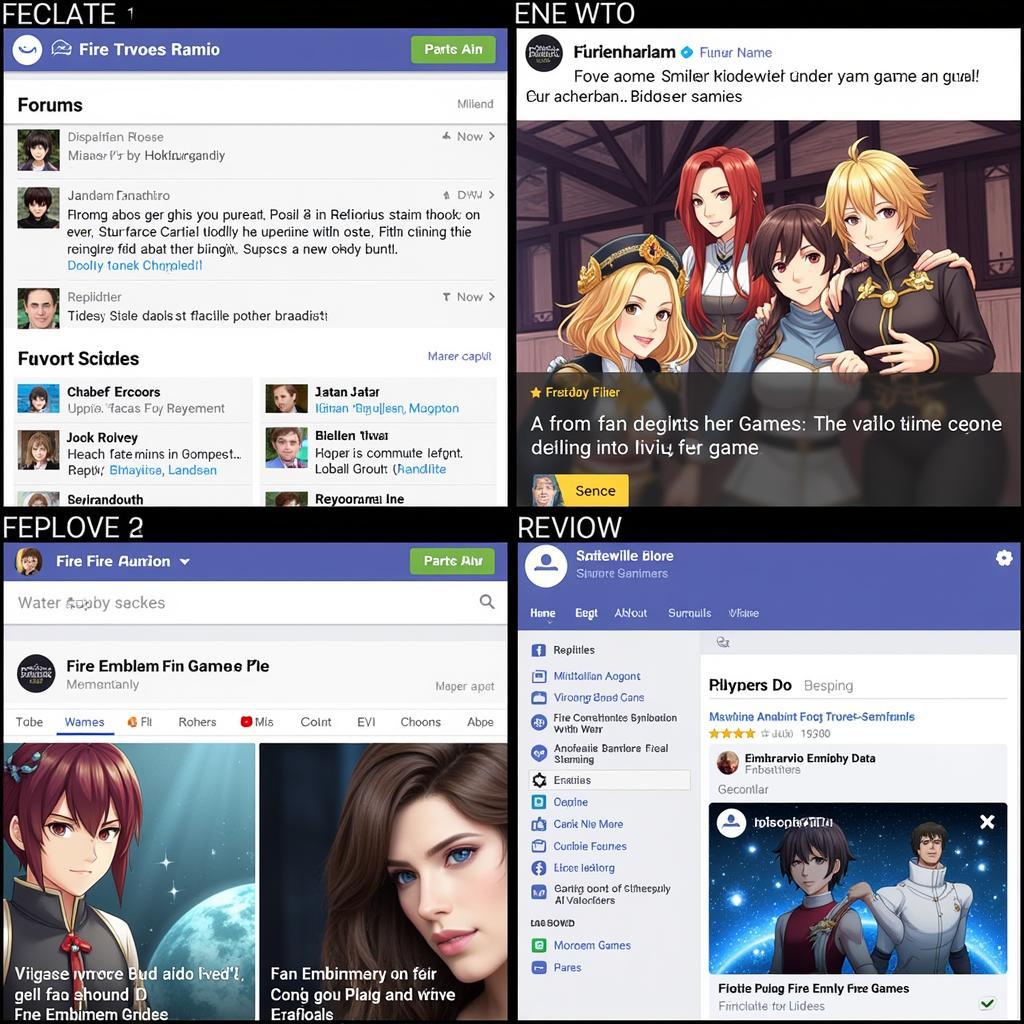 A collage showcasing various aspects of the Fire Emblem fan game community