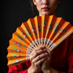 Flamenco dancer elegantly holding a fan