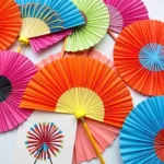 Colorful folding fan toys on display