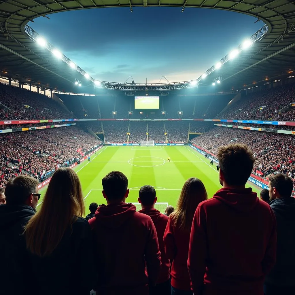 Group of football fans watching a match together