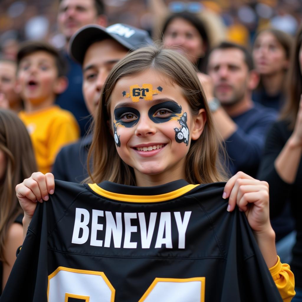 Excited Football Fan Holding Jersey