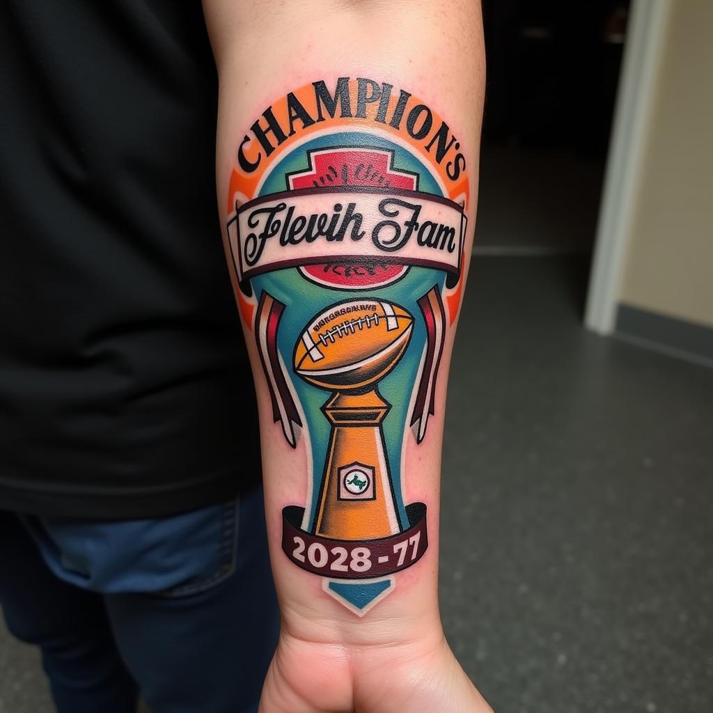 Football fan with elaborate tattoo tribute to their team