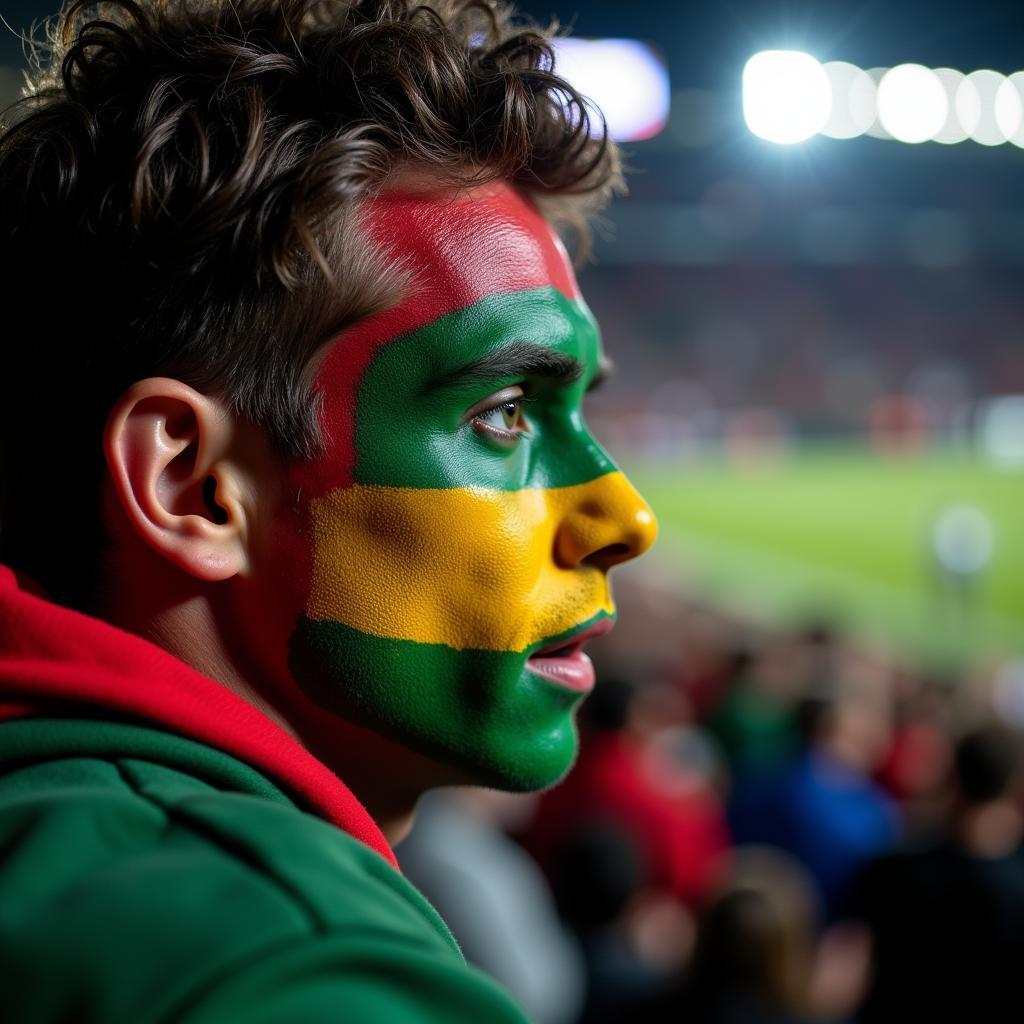 Football Fan Watching Match Intensely