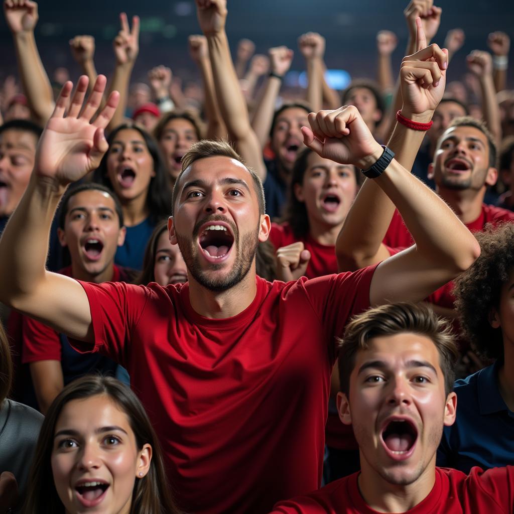 Fans celebrating a goal