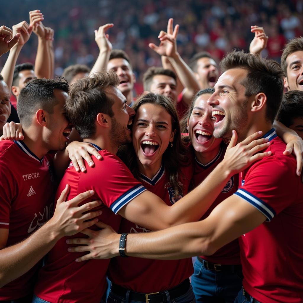 Football Fans Celebrating a Goal