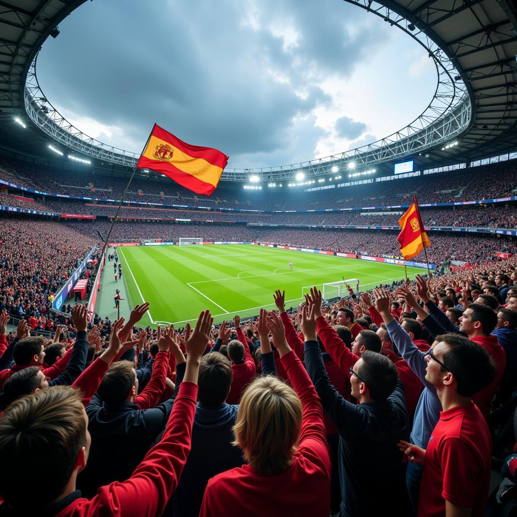 Football Fans Celebrating in a Stadium