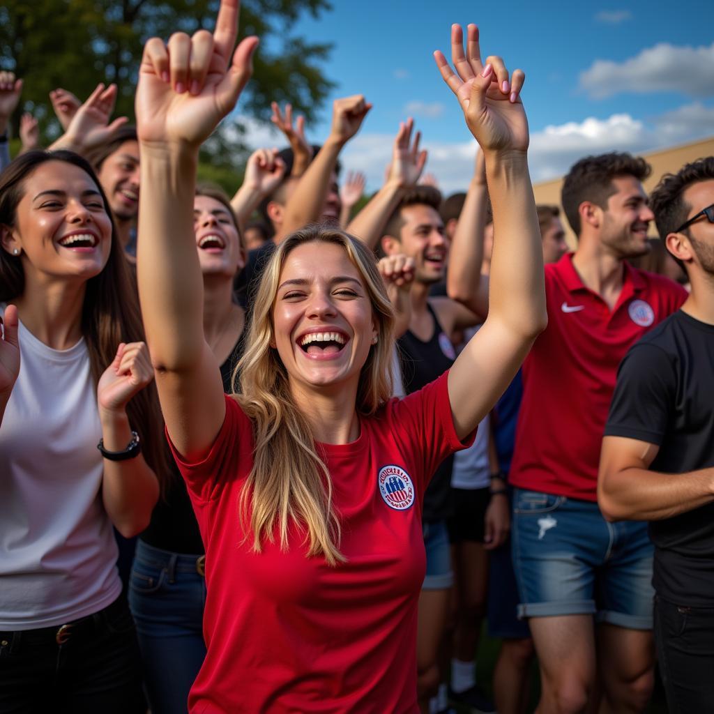 Football Fans Celebrating Together