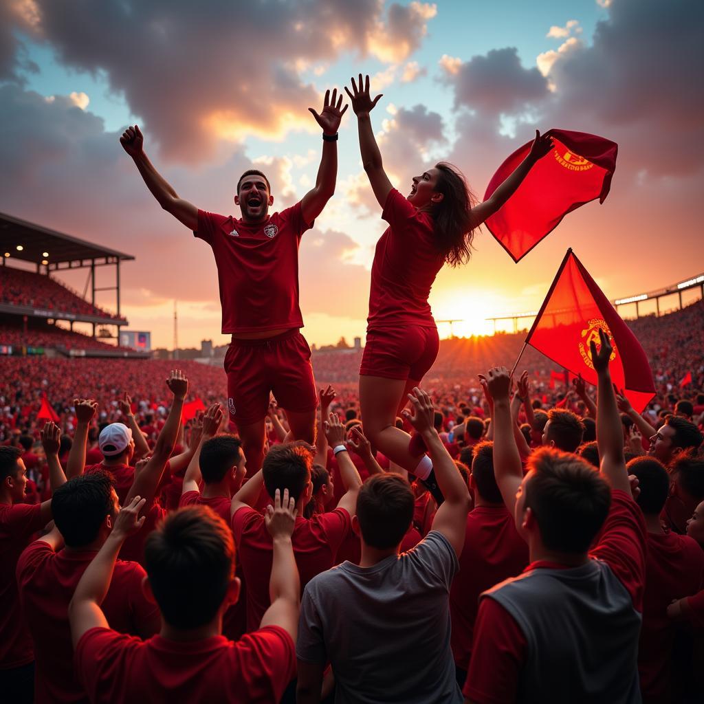 Football Fans Celebrating Victory