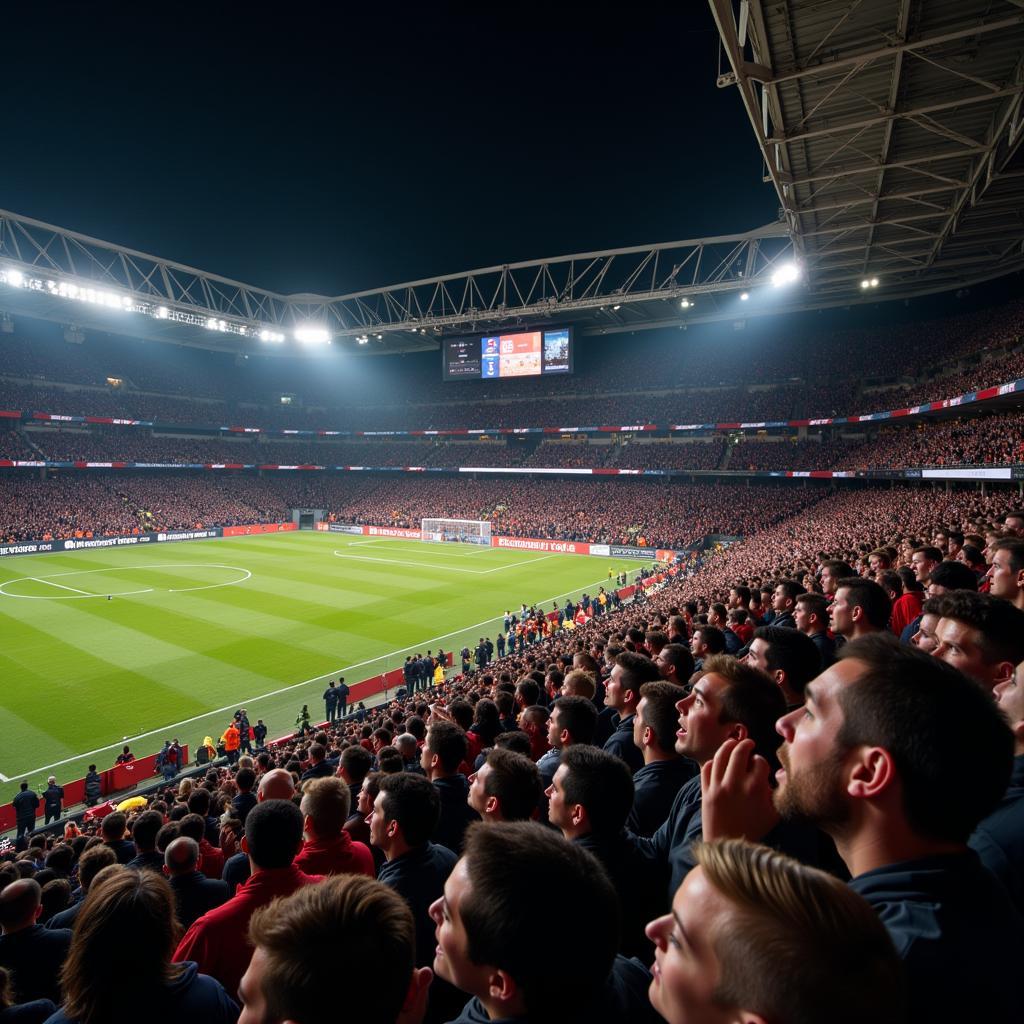 Football Fans Chanting in Stadium