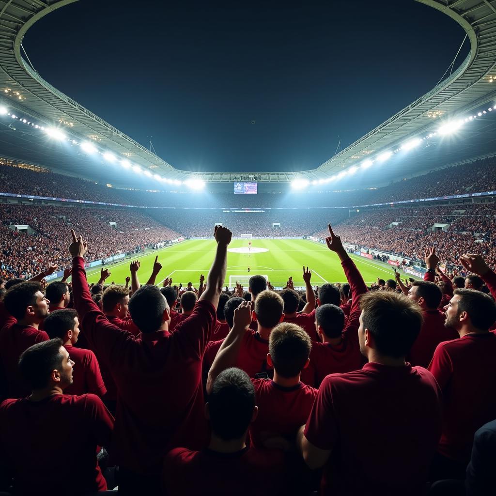 Football Fans Chanting in Stadium