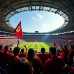 Football Fans Chanting in Stadium