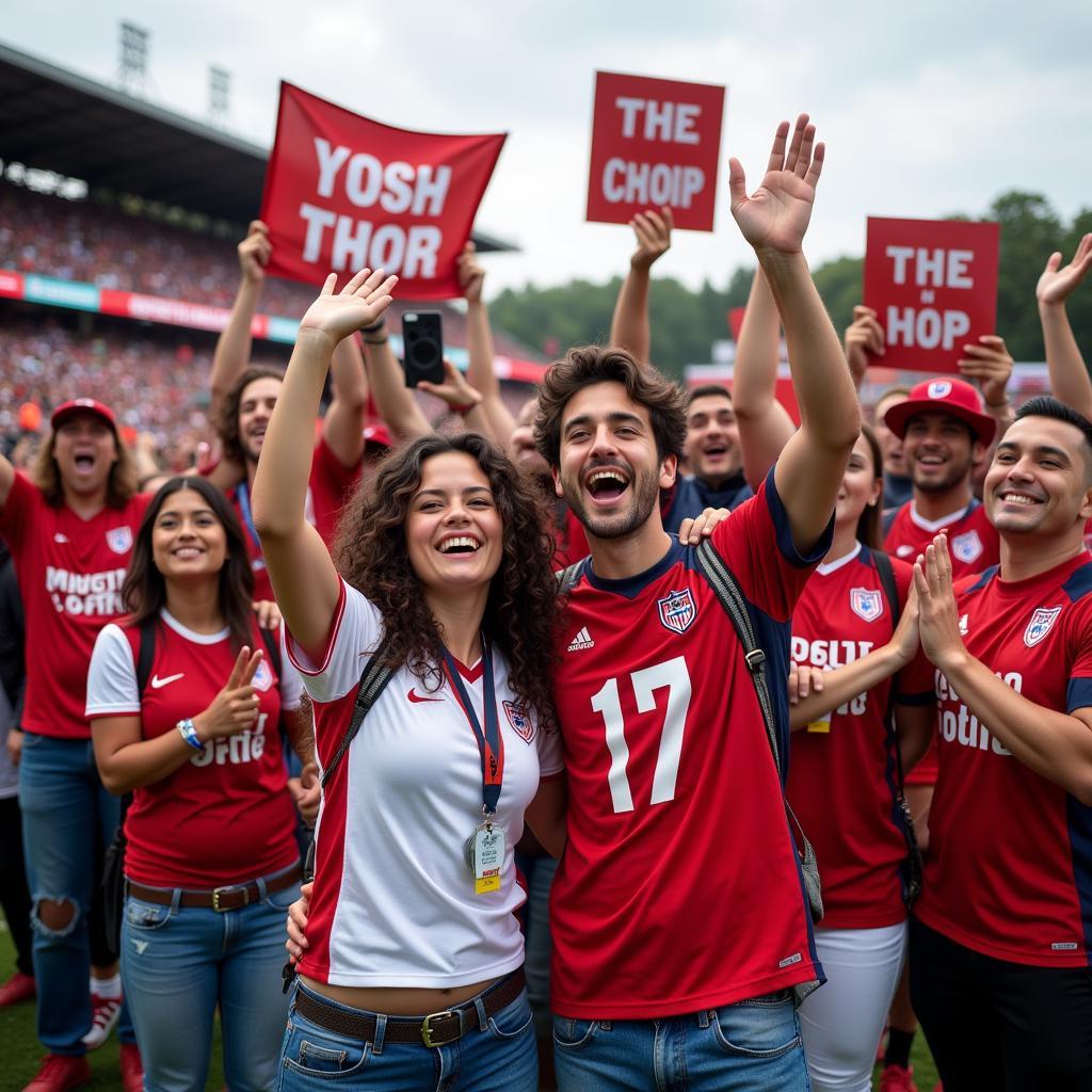 Football Fans Cheering at Meet-up