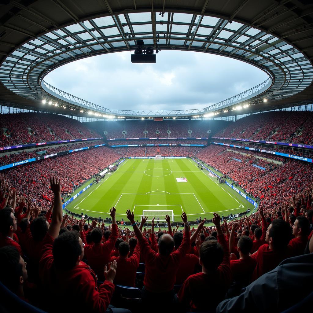 Football Fans Cheering in Stadium