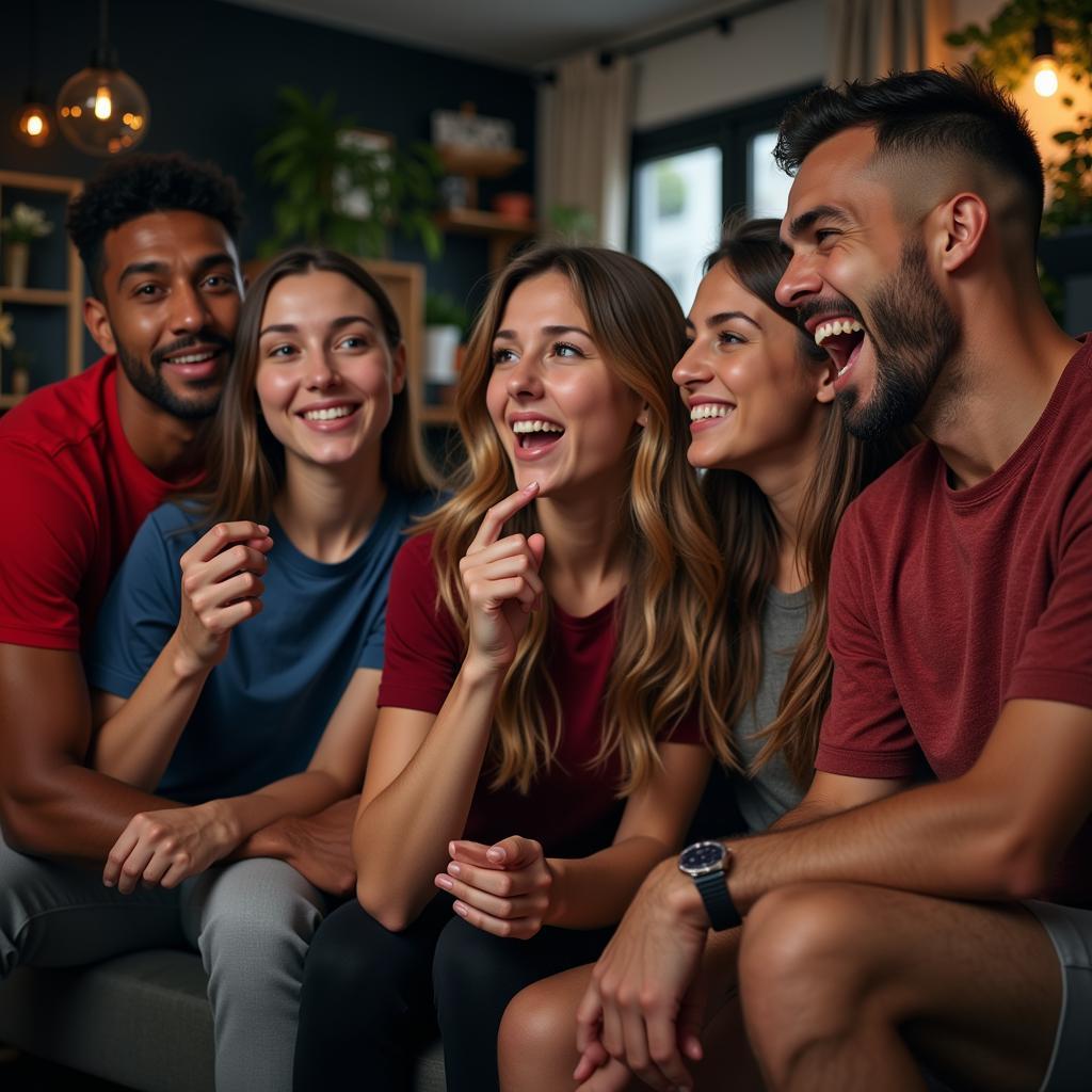 Football fans engrossed in a debate