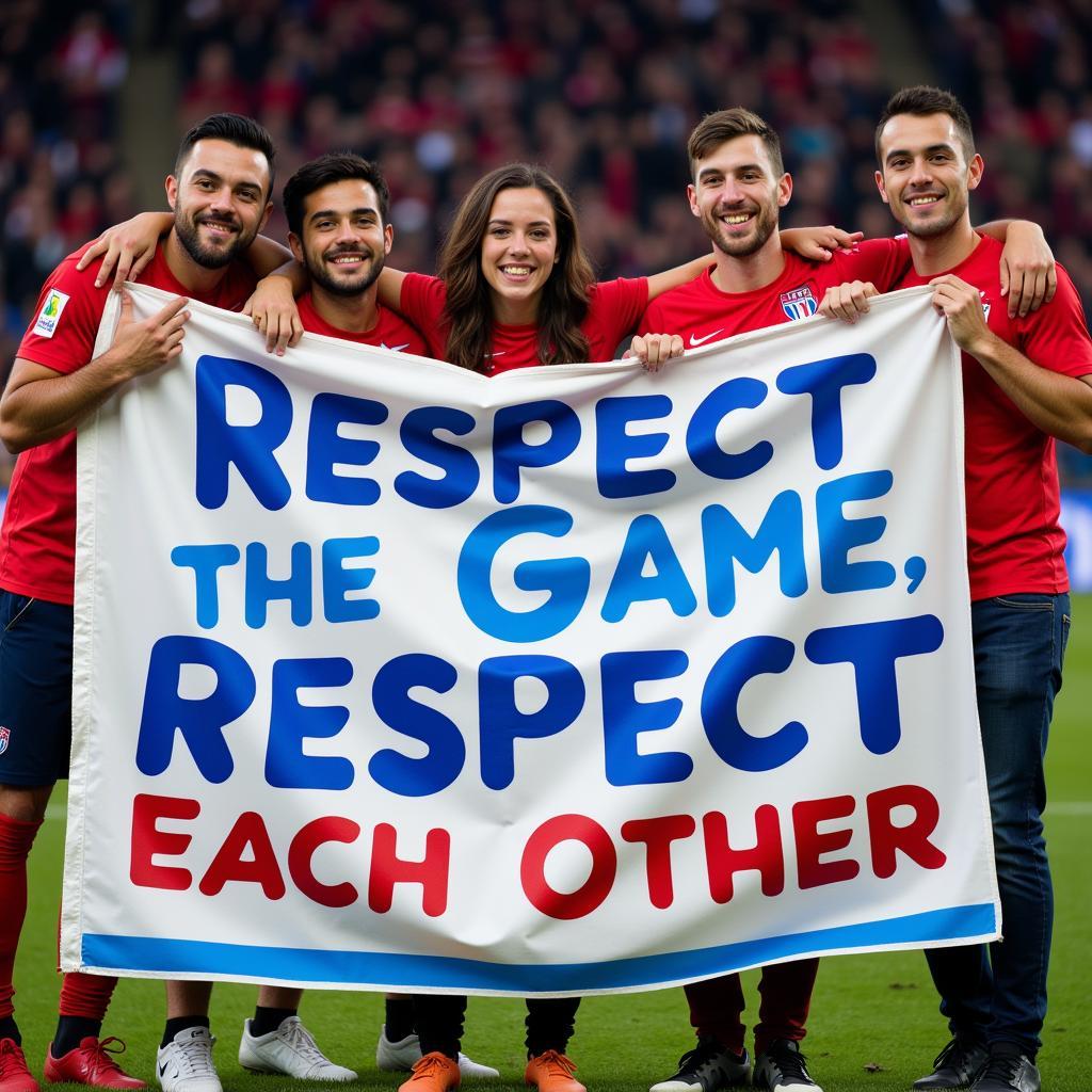 Fans hold banner promoting respect and sportsmanship