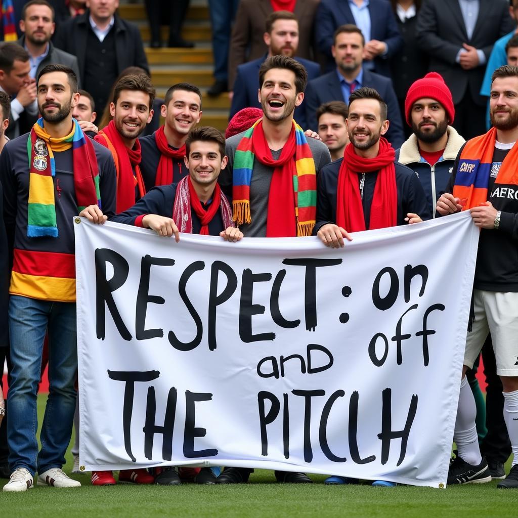 Football Fans Holding Banner Promoting Respect