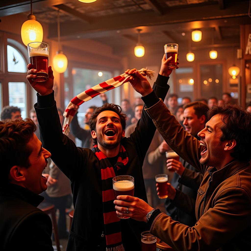 Celebrating a Goal in a Pub