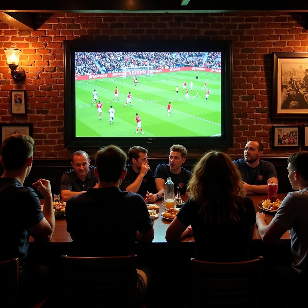 Football Fans Watching a Match Together in a Pub