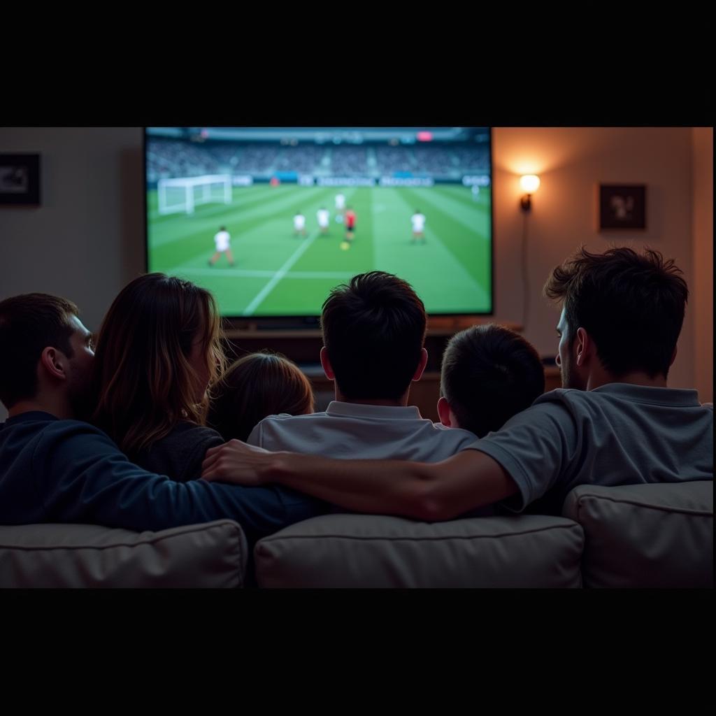 Friends watching a football movie together