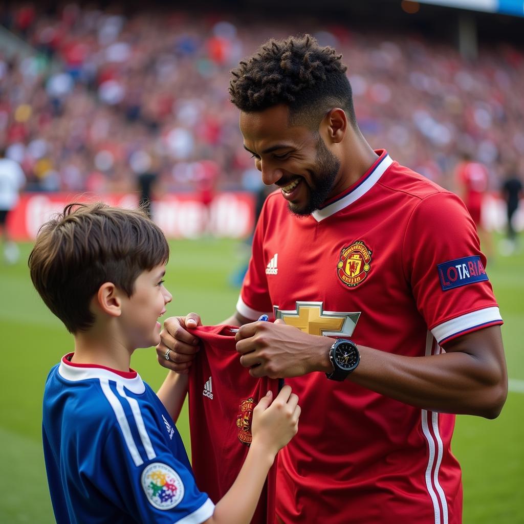 Football Player Signing Autographs