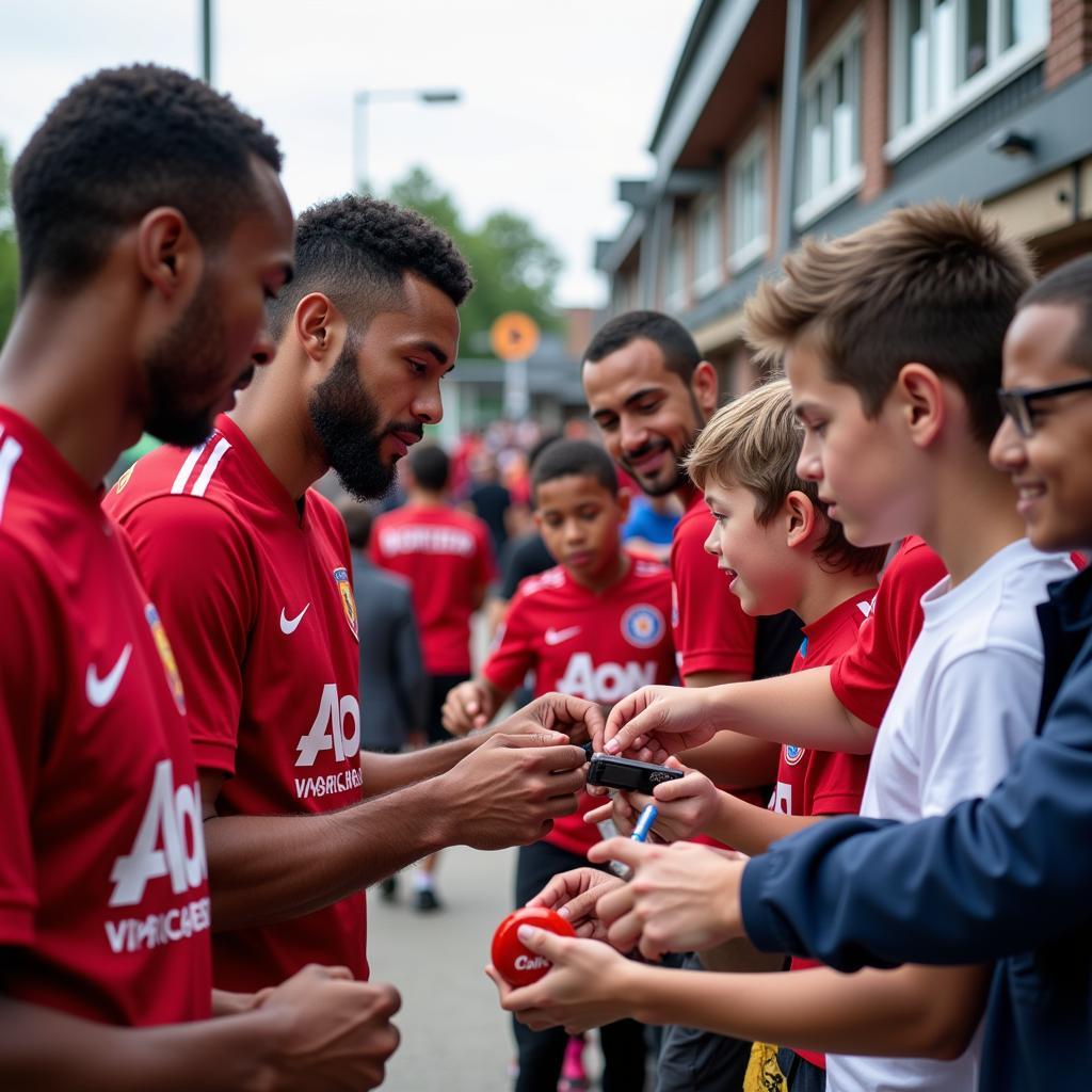 Football Players Interacting with Fans at Charity Event