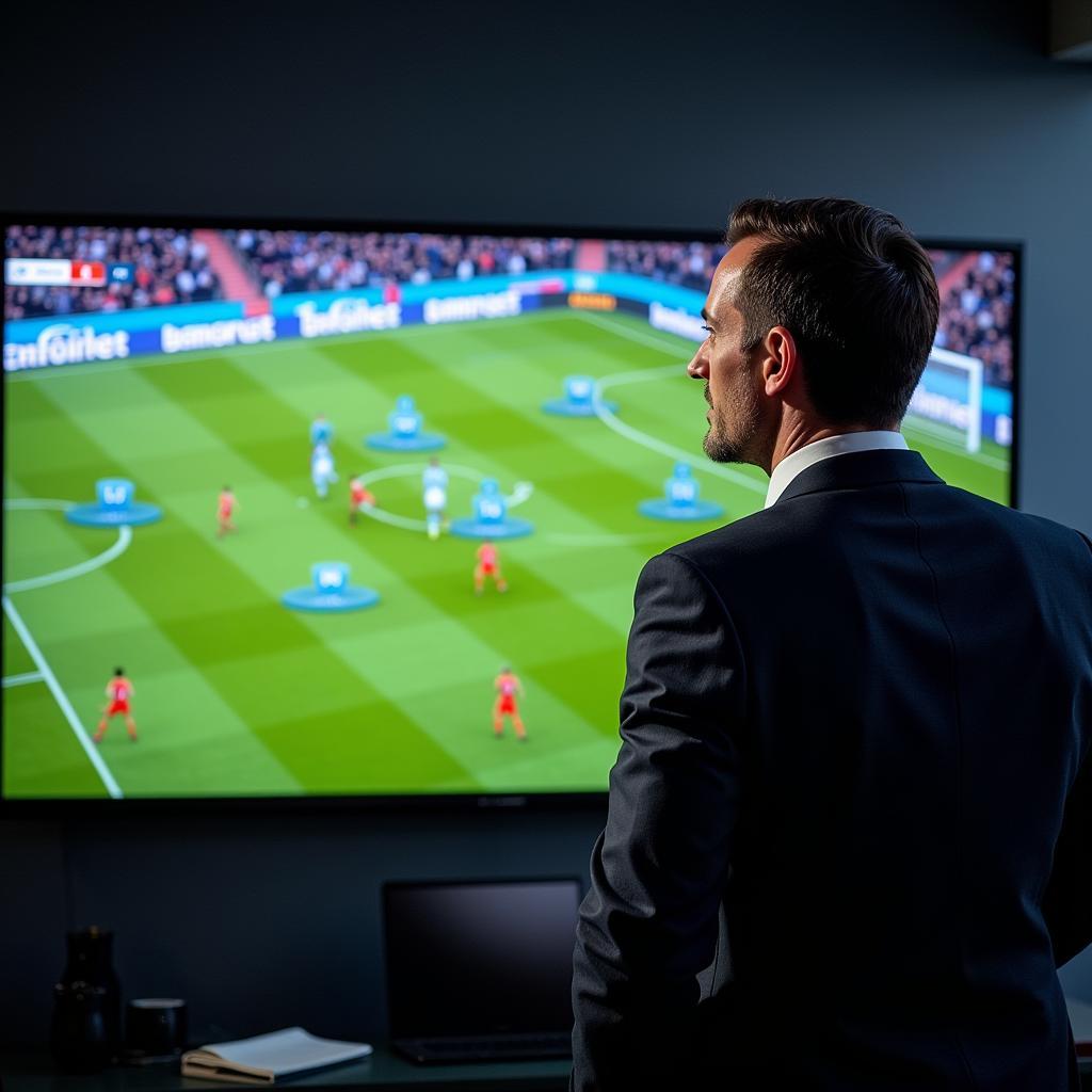 Football Pundit Analyzing Match