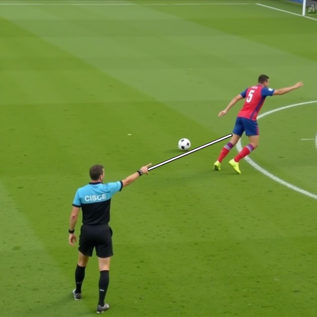 Referee Using Fanning Strip to Mark Foul Location