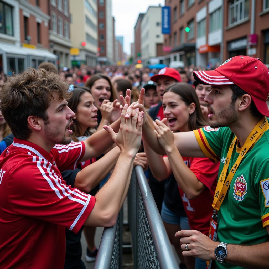 Fans of opposing teams facing off