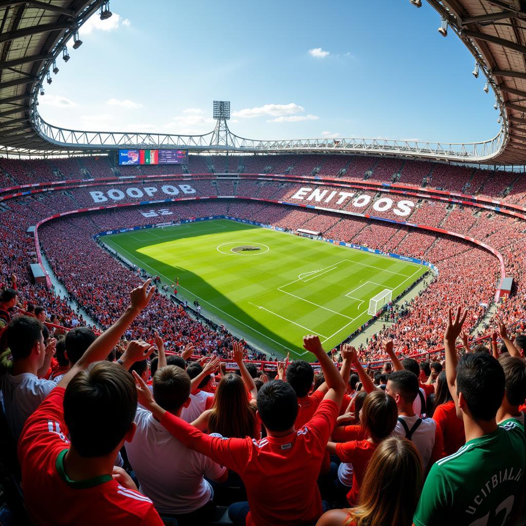 Electric atmosphere in a packed football stadium