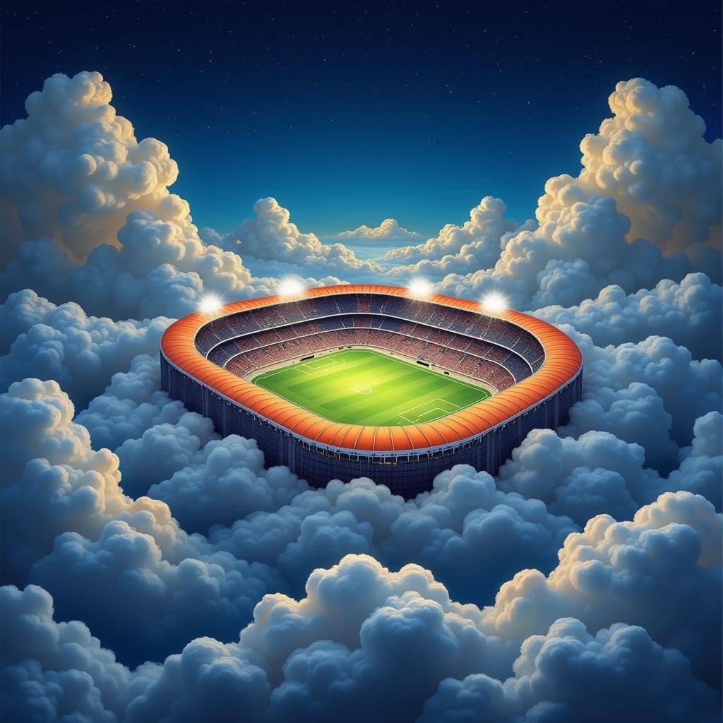 Surreal Football Stadium in the Clouds