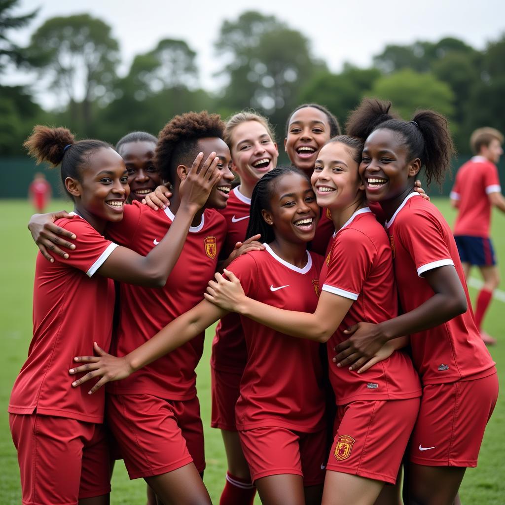 Football Team Celebrating a Goal