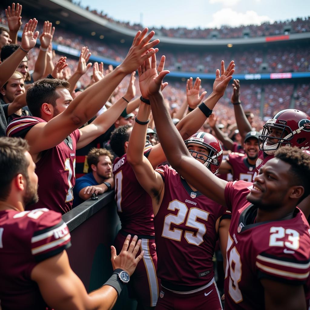 Football Team Celebrating With Fans