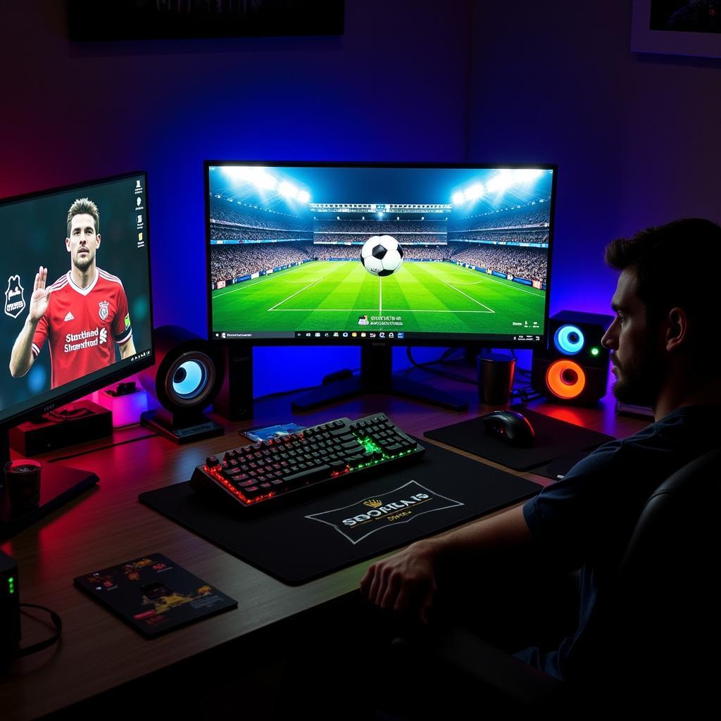 Complete Football-Themed PC Setup with Fan Coolman LED Ring