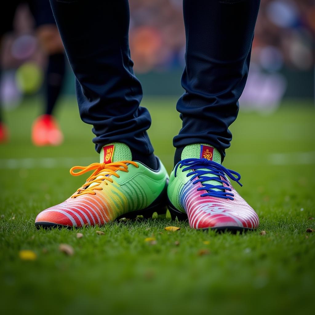 Footballer Wearing Rainbow Laces