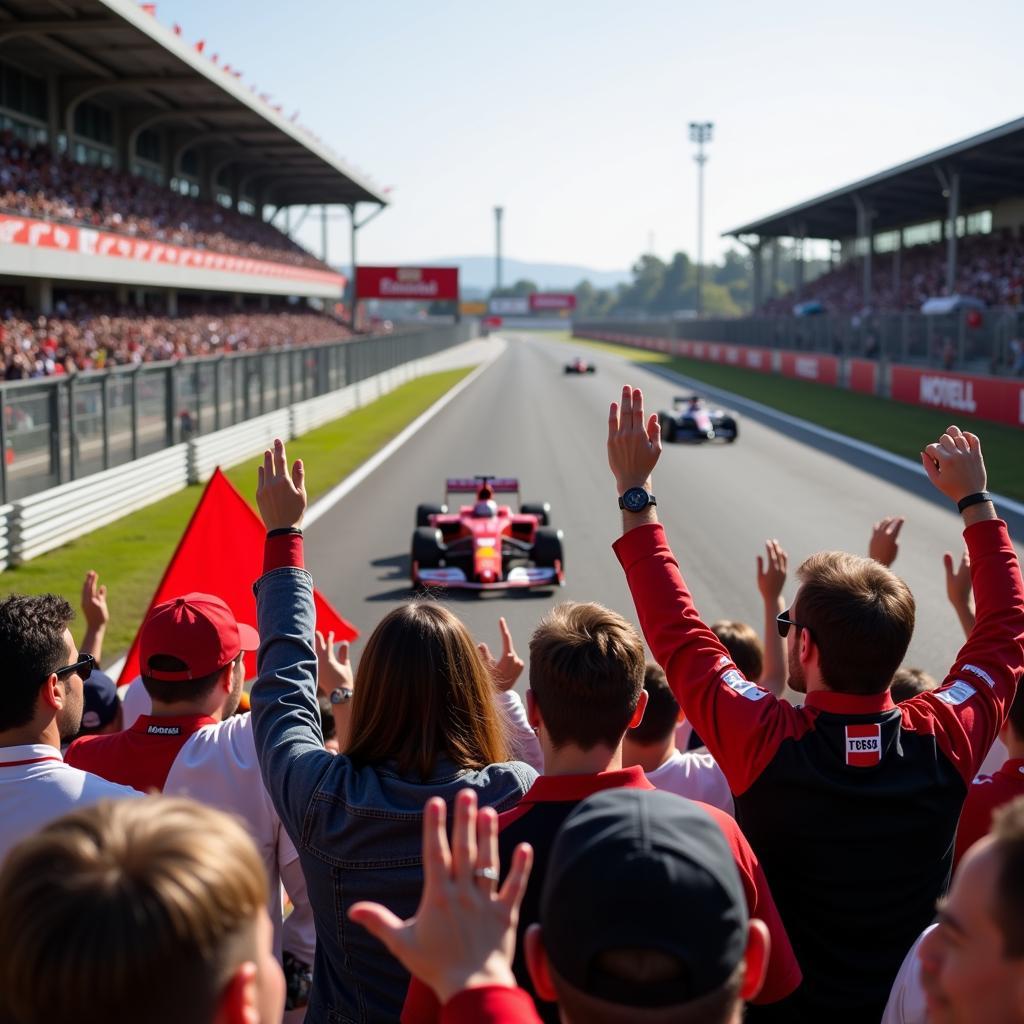 Formula 1 Fans Cheering at the Race Track