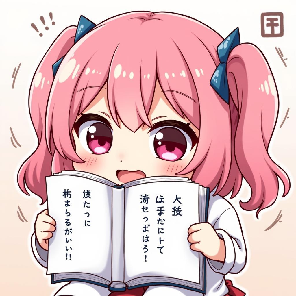 Chibi Girl Reading Manga