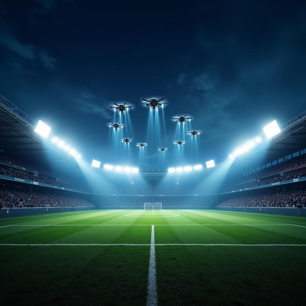 Drone Light Show Above a Football Stadium