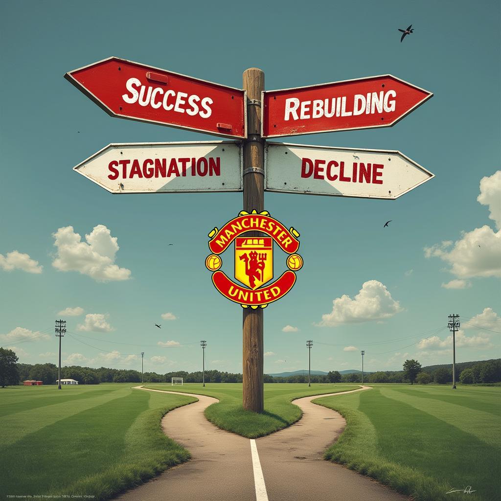 A symbolic image representing the uncertainty surrounding Manchester United's future.