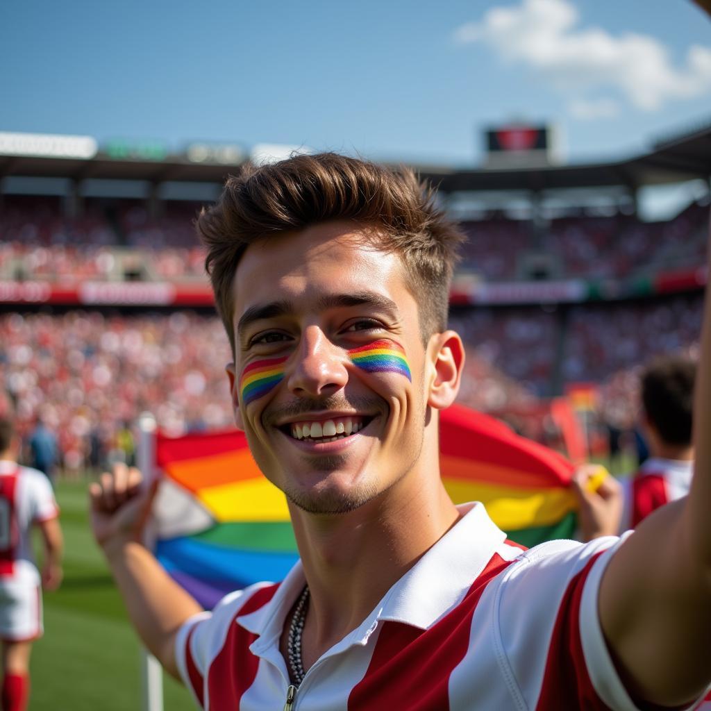 Football Fan with Pride Flag