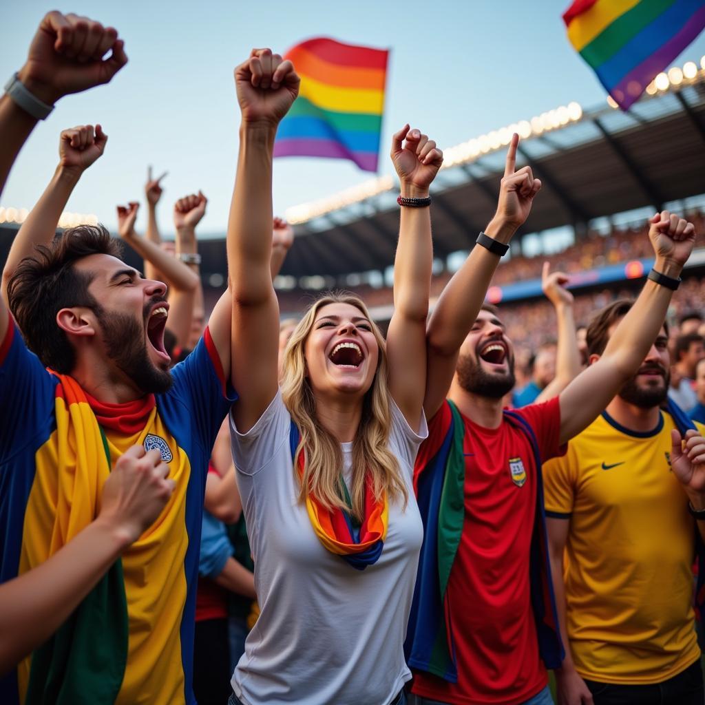 Fans celebrating a goal