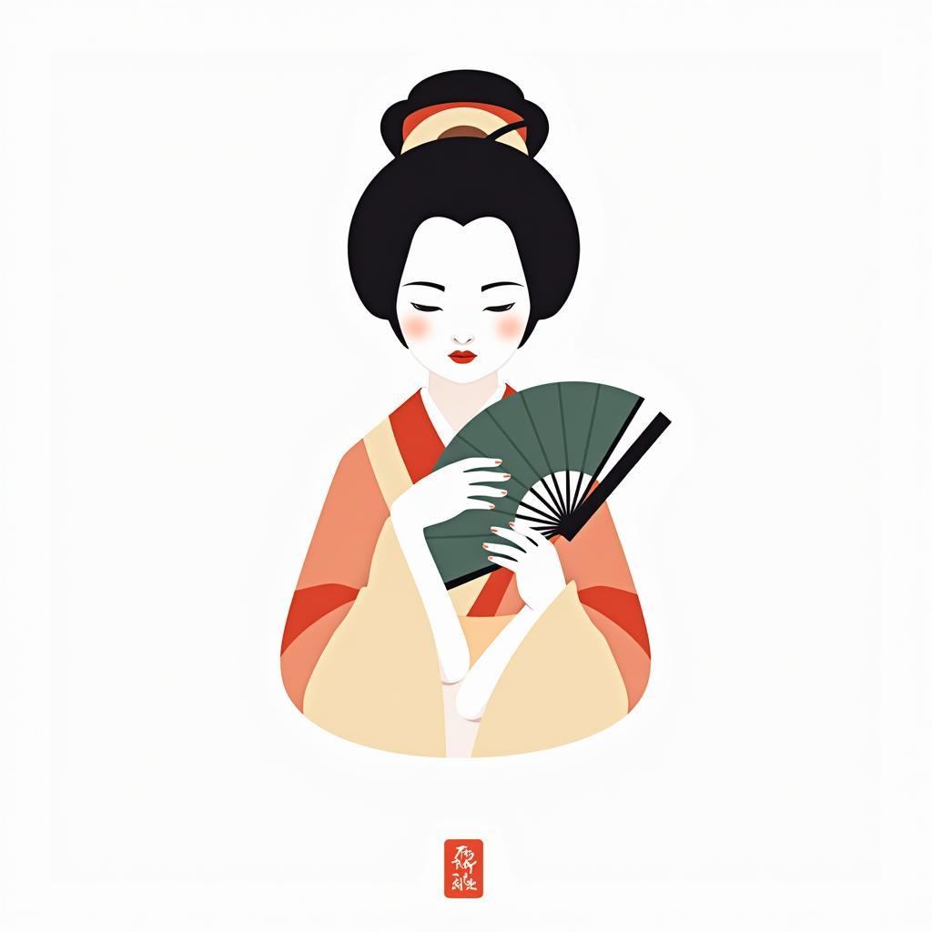 Geisha Fan Vector Graphic