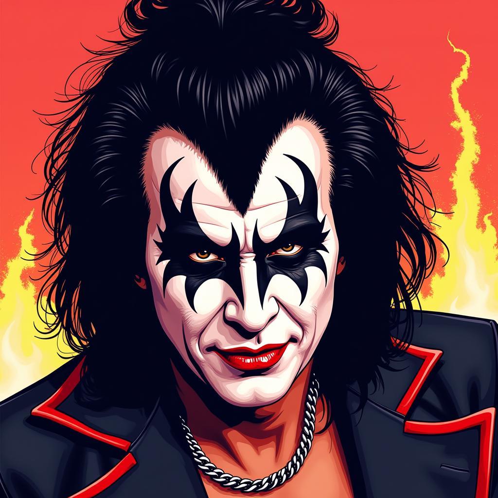 Gene Simmons Demon Makeup Illustration