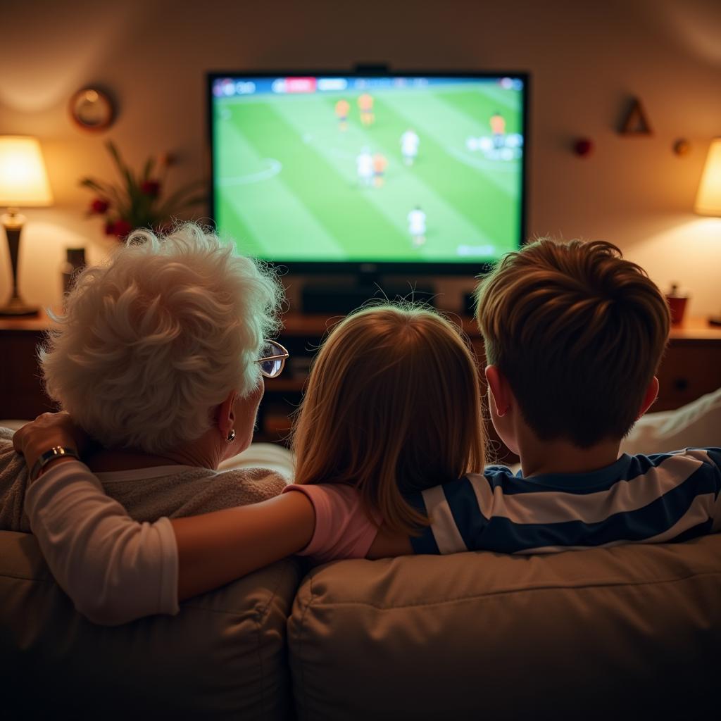 Generations of fans watching football together