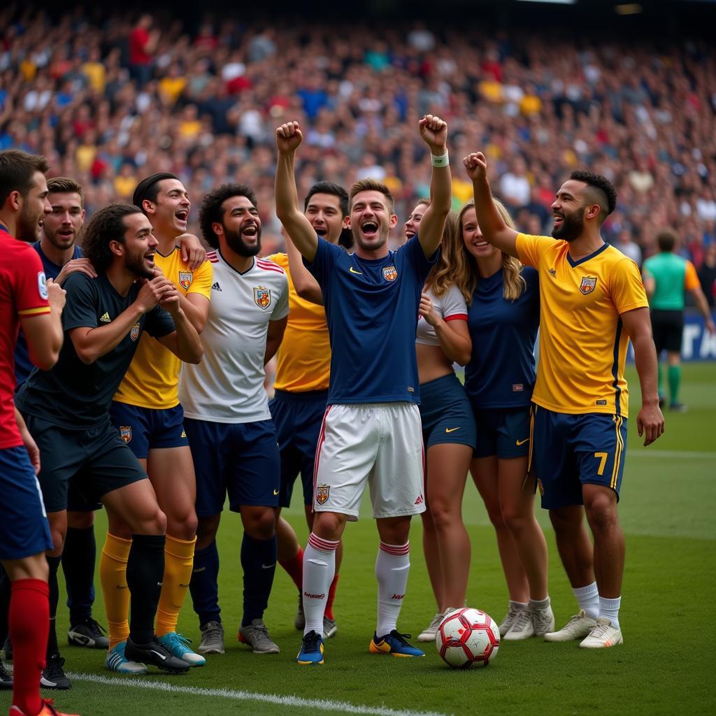 Genuine Football Fans Celebrating