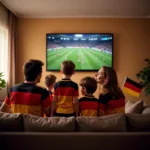 German family watching a football match together