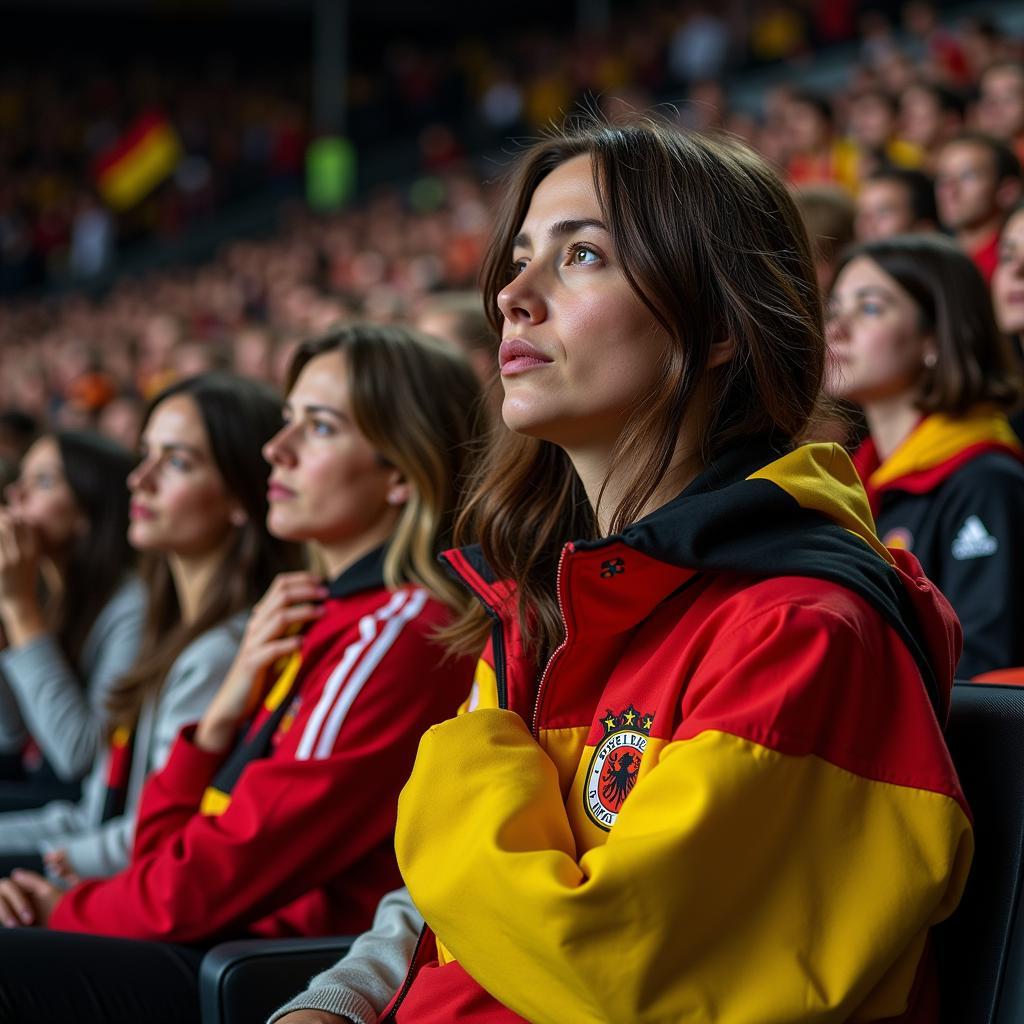 German fans react with disappointment during a World Cup match.