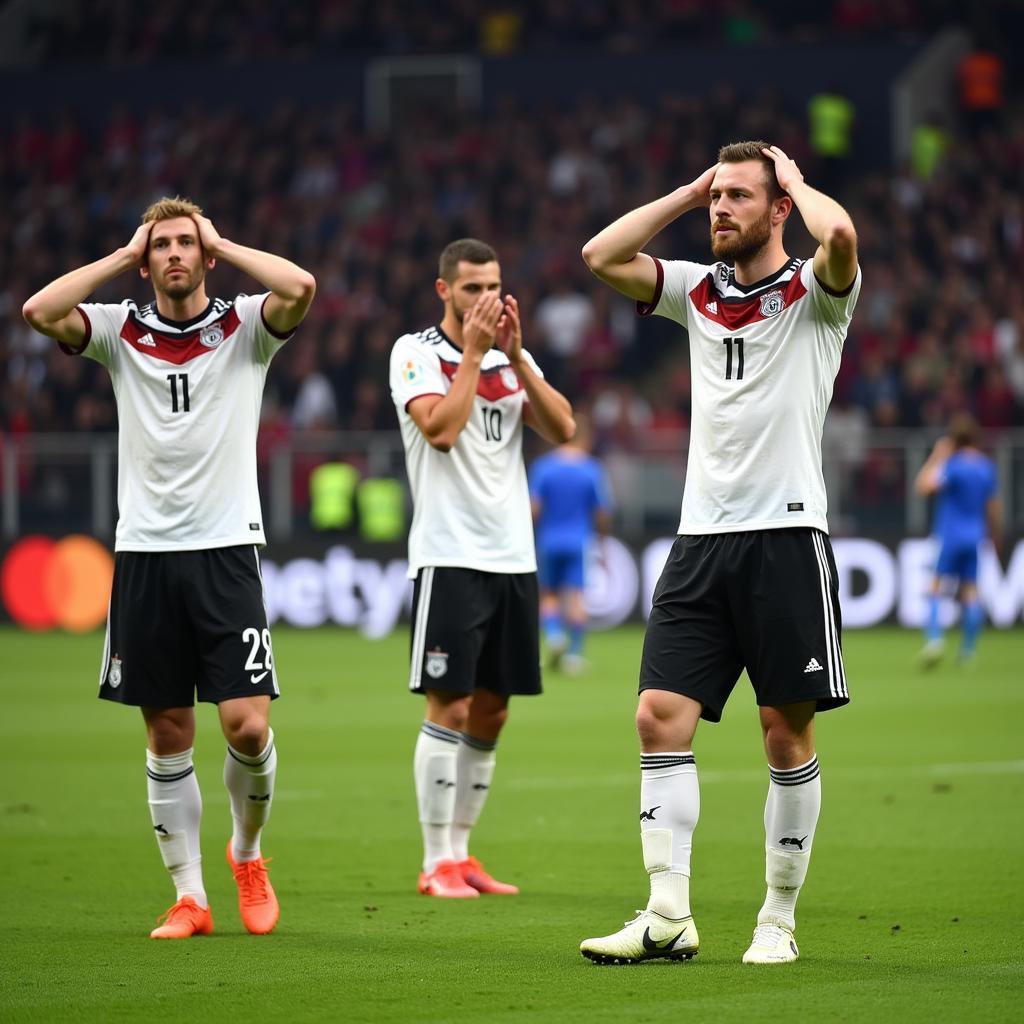 German players express their frustration during a World Cup 2018 match.