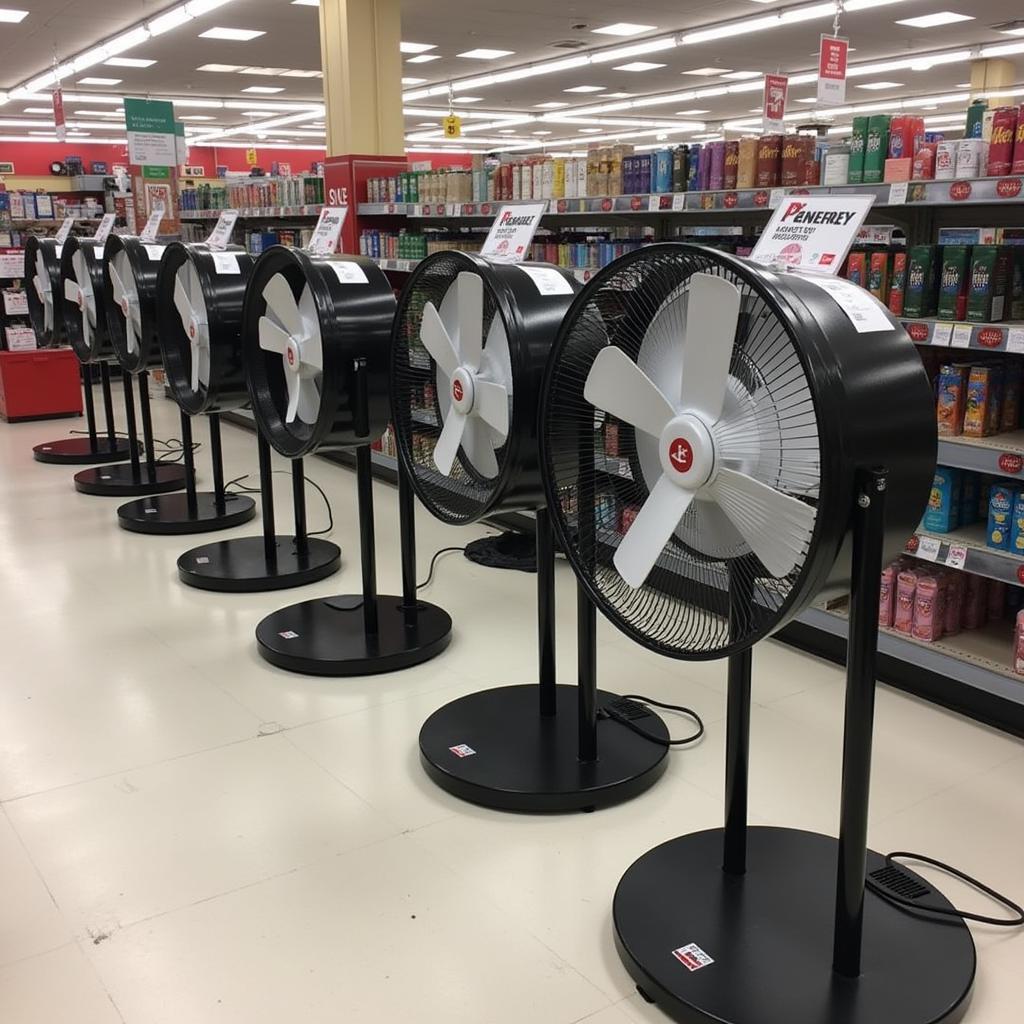 GFC Pedestal Fans on Display in a Retail Store