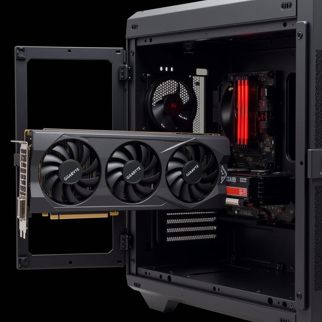 Gigabyte RX 580 8G 2 Fan Gaming installed inside a gaming PC